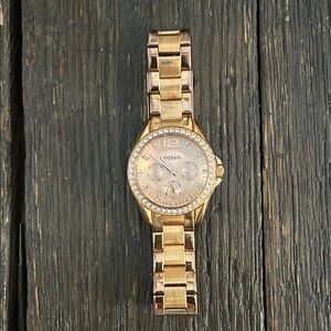 Fossil Women's Rose Gold Watch with Crystal Accents